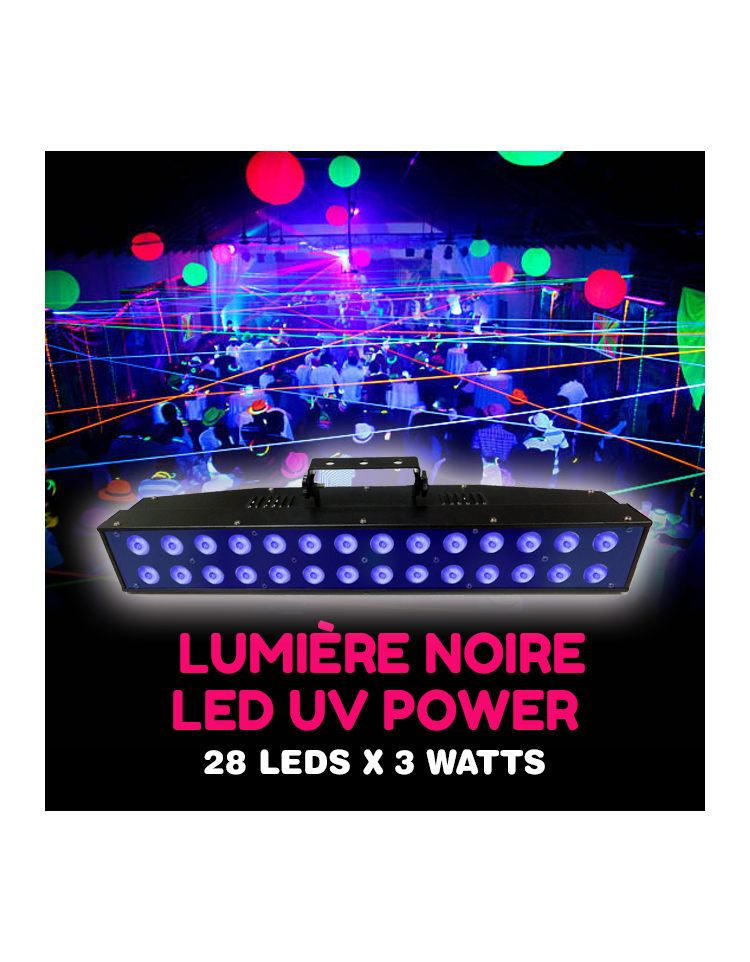 Lumière noire LED UV Power : 12 à 24 LEDs de 3 Watts